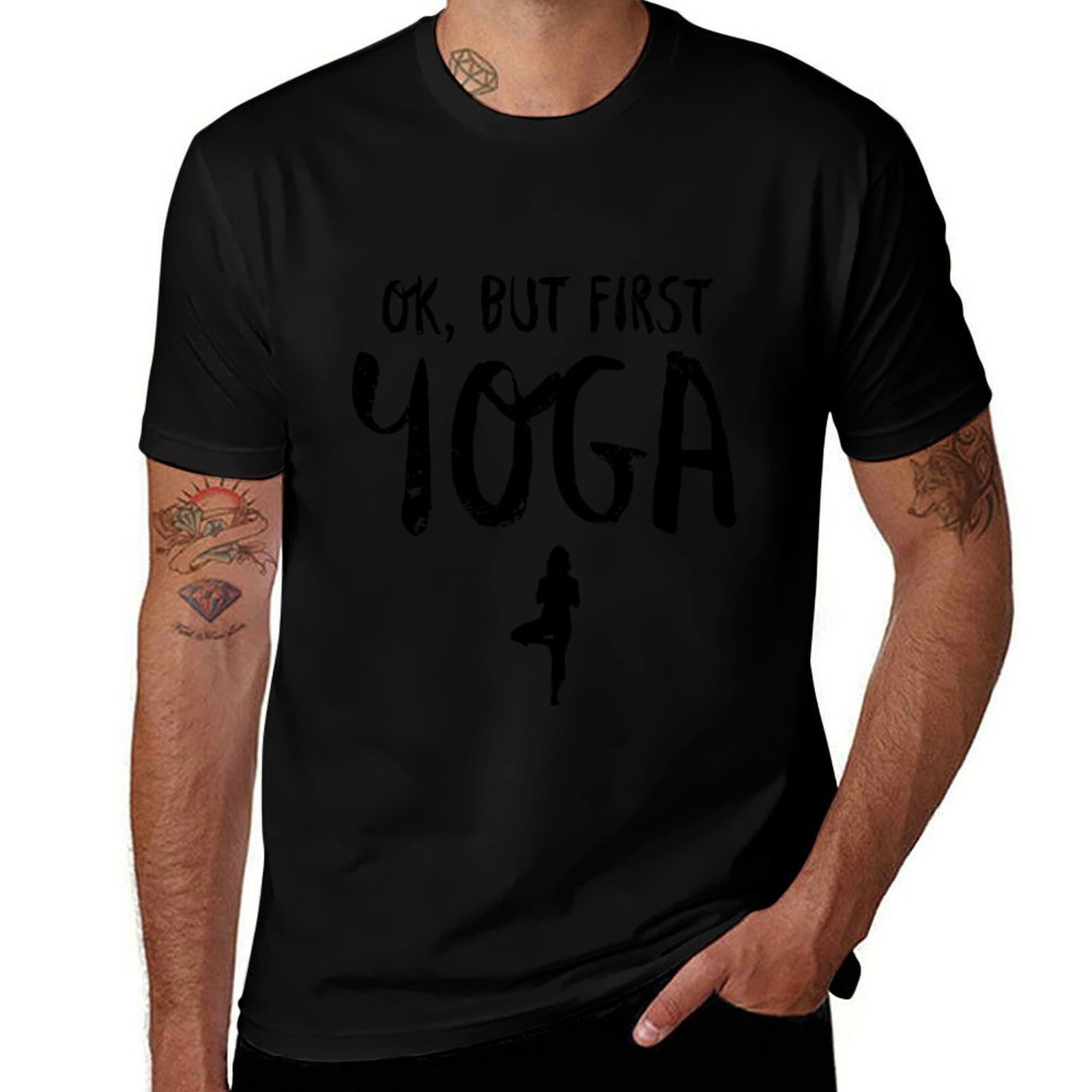 Yoga In Fitness First - Camiseta masculina de algodão com estampa